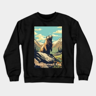Glacier National Park Travel Poster Crewneck Sweatshirt